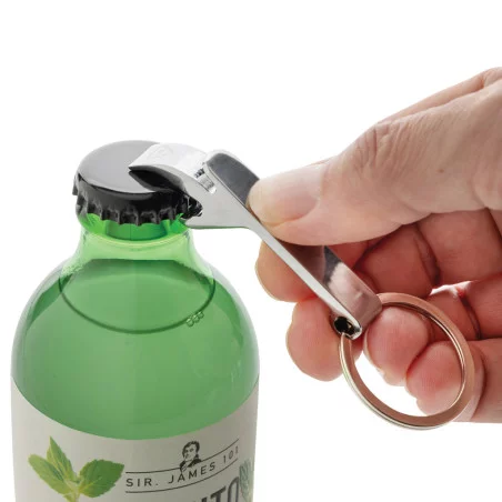 Porte-clés décapsuleur en alliage de zinc recyclé RCS 