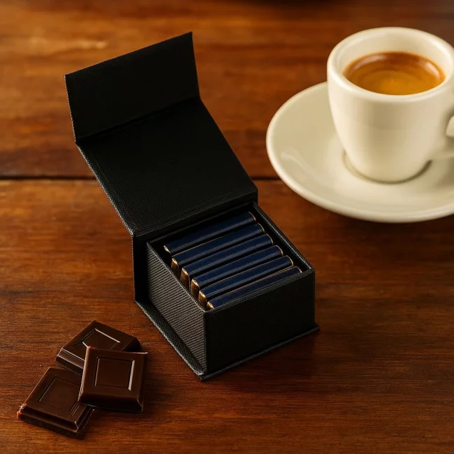 Coffret personnalisé de 6 carrés de chocolat 5 gr 