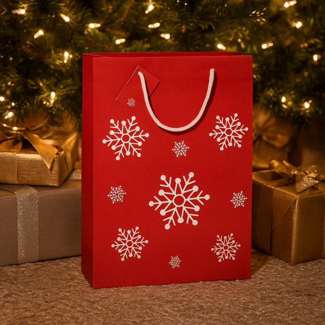 Sac cadeau personnalisé flocons de neige (Grand) 