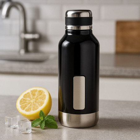 Bouteille isotherme personnalisée étanche avec plaque 500ml 