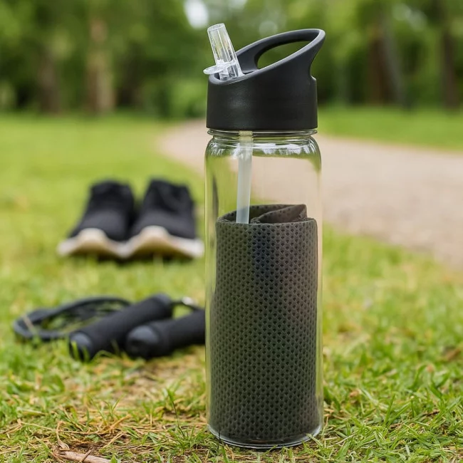 Gourde sport personnalisable et serviette Garyl 800 ml 