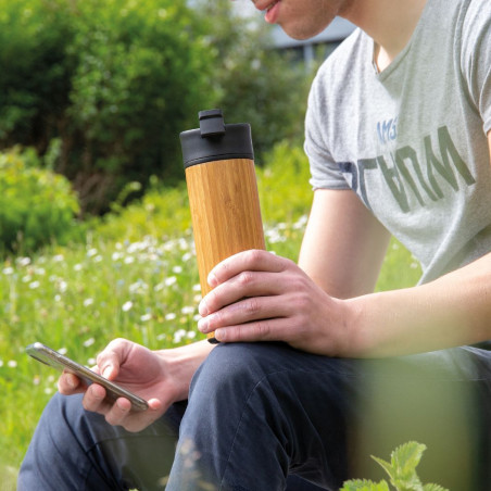 Mug isotherme publicitaire en bambou Bogota 450 ml 