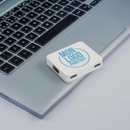 Hub USB personnalisé en plastique recyclé Gaia 