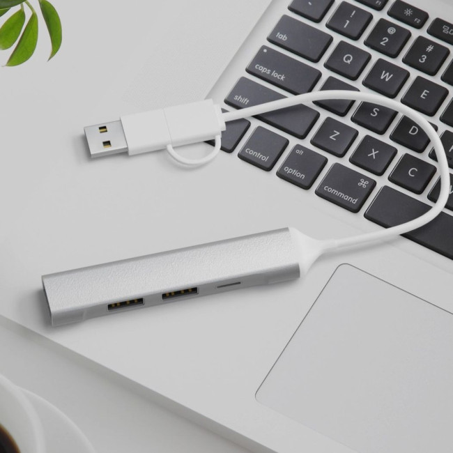 Hub USB personnalisable en aluminium recyclé Alkaid 