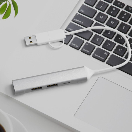 Hub USB personnalisable en aluminium recyclé Alkaid 