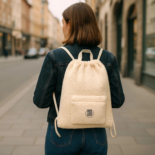 Sac à dos cordon personnalisé en sherpa Bear 