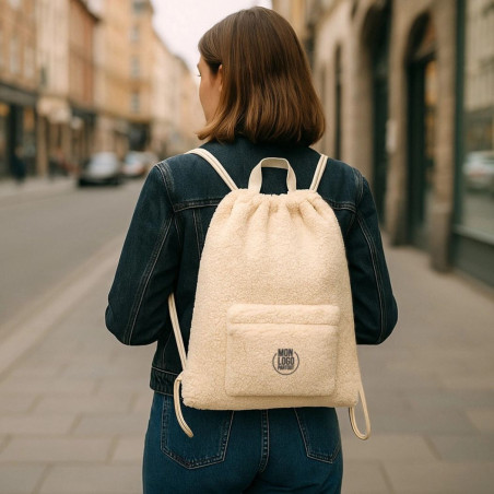 Sac à dos cordon personnalisé en sherpa Bear 
