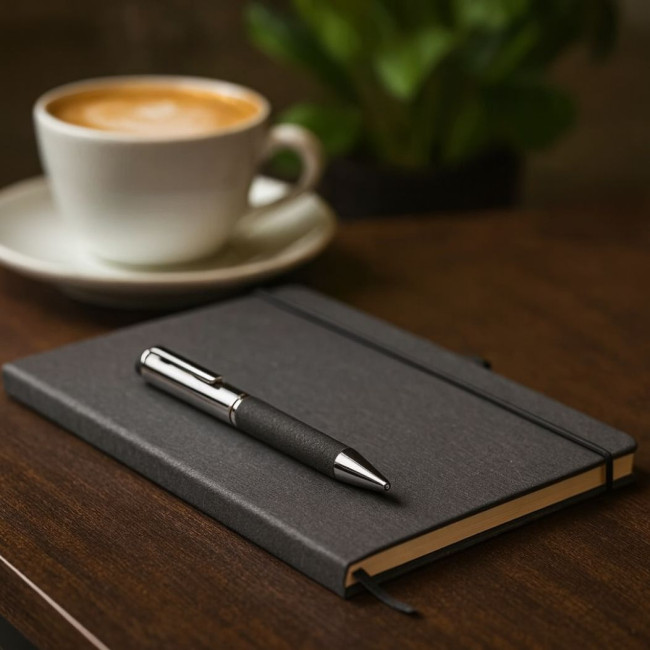 Set carnet & stylo en cuir recyclé Eleganote 