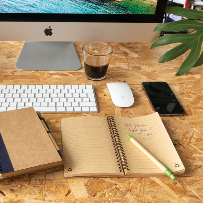 Carnet à spirales personnalisé en kraft avec stylo 