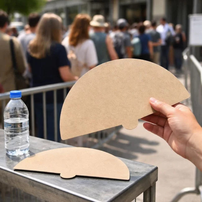 Eventail publicitaire en carton Bilsom 