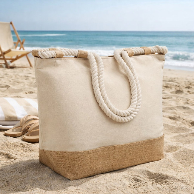 Sac de plage en coton et jute Makenke 