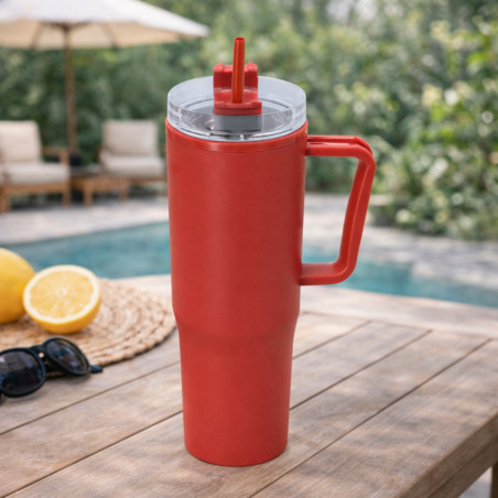 Grande gourde isotherme avec paille Gabrion 900 ml 
