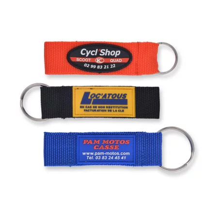 Porte-clés Publicitaire Nylon avec Patch PVC Porte-clés Publicitaire Nylon avec Patch PVC