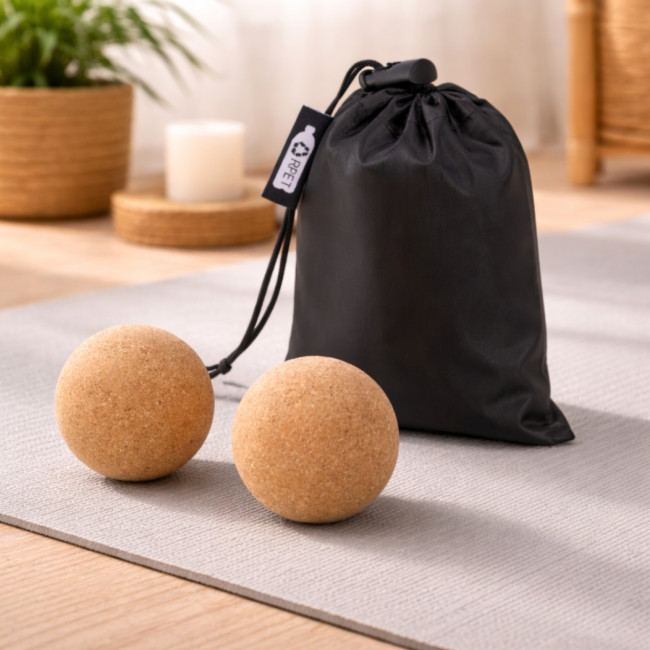 Set de 2 balles de yoga personnalisées en liège Trikona 