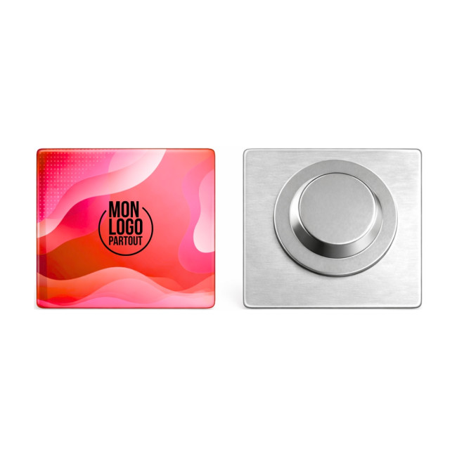 Badge aimanté personnalisé 40x40 mm Megan Metal Carré 