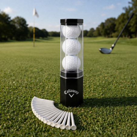 Tube personnalisable de 3 balles et tees de golf Callaway® 