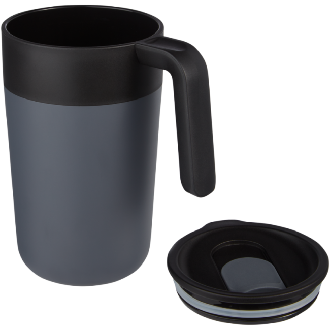 Mug personnalisé en inox et PP recyclé Nordia 400 ml 