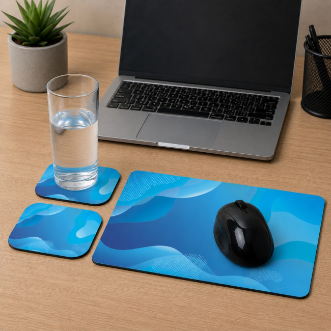 Ensemble tapis de souris et sous-verres Brite-Mat® 3 