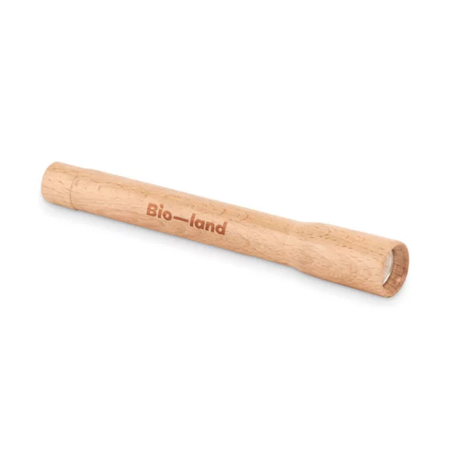 Lampe torche en bois publicitaire Teles