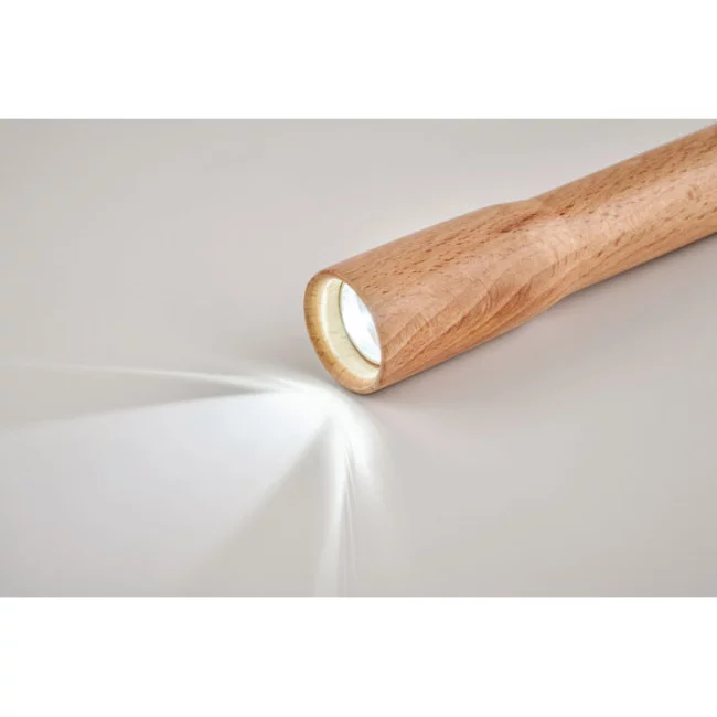 Lampe torche en bois publicitaire Teles