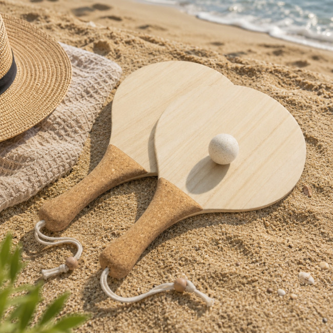 Raquette de plage en bois et liège Bubbak 