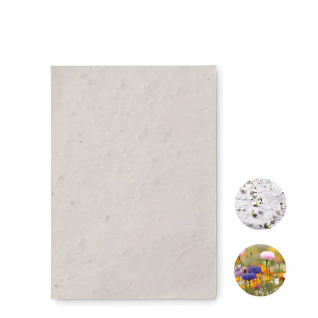 Feuille de papier recyclé à planter A6 Asido