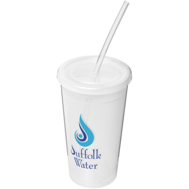 Gobelet avec paille à double paroi Stadium 350 ml 