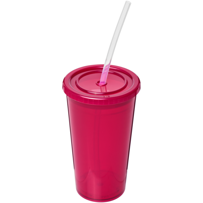 Gobelet avec paille à double paroi Stadium 350 ml 