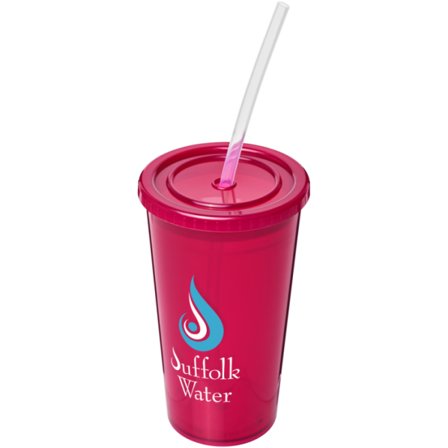 Gobelet avec paille à double paroi Stadium 350 ml 