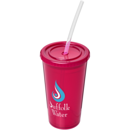 Gobelet avec paille à double paroi Stadium 350 ml 
