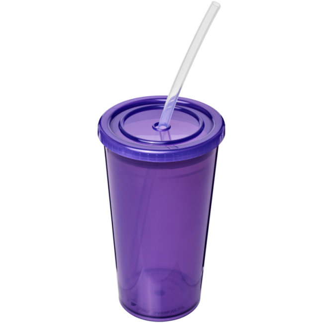 Gobelet avec paille à double paroi Stadium 350 ml 