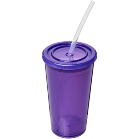 Gobelet avec paille à double paroi Stadium 350 ml 