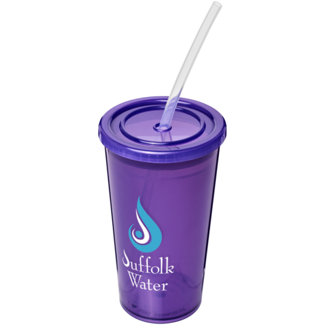 Gobelet avec paille à double paroi Stadium 350 ml 