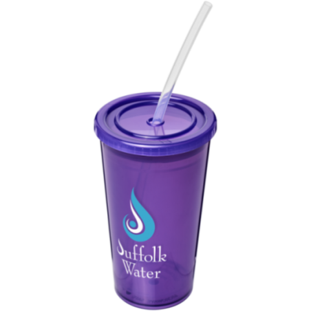 Gobelet avec paille à double paroi Stadium 350 ml 