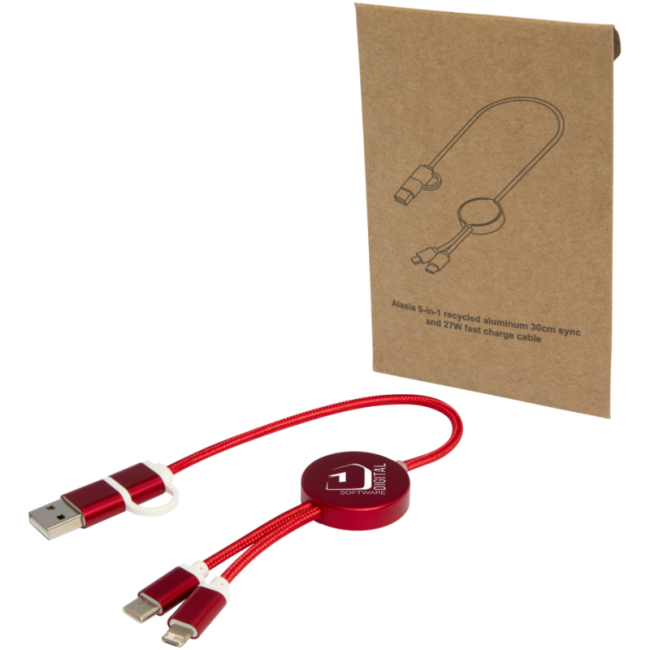 Câble de charge publicitaire 5-en-1 de 30 cm Alasia 