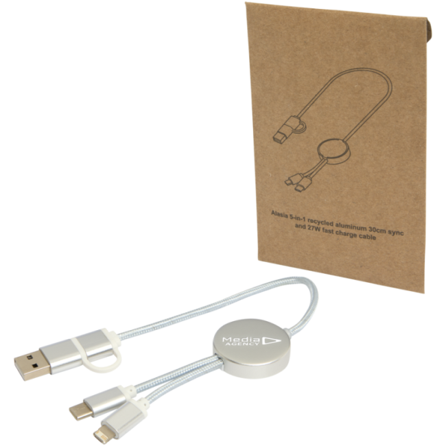 Câble de charge publicitaire 5-en-1 de 30 cm Alasia 