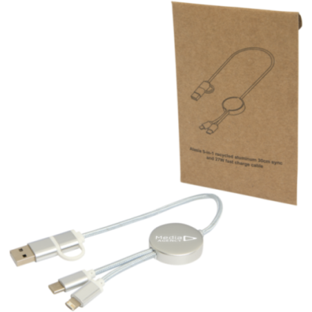 Câble de charge publicitaire 5-en-1 de 30 cm Alasia 