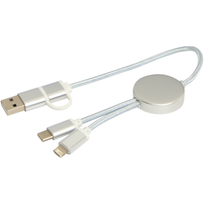 Câble de charge publicitaire 5-en-1 de 30 cm Alasia 