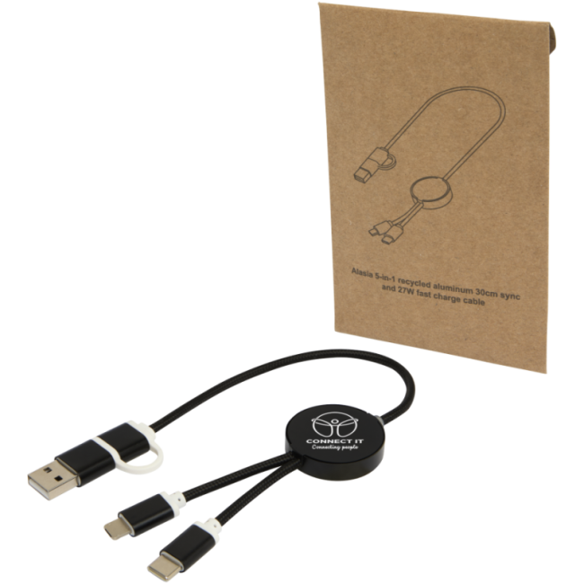 Câble de charge publicitaire 5-en-1 de 30 cm Alasia 