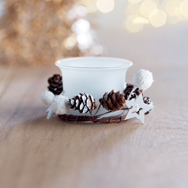 Bougeoir en verre décoré Bougie 