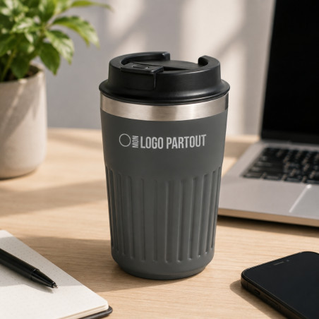Mug isotherme publicitaire en acier recyclé 400 ml 