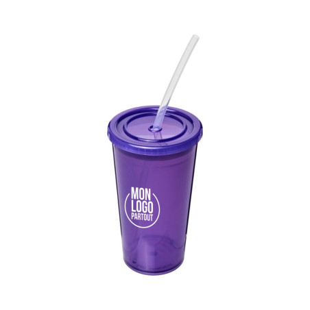 Gobelet avec paille à double paroi Stadium 350 ml 