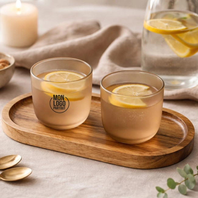 Tasses en verre avec plateau de service Male 