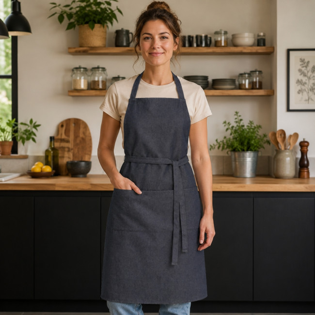 Tablier publicitaire en denim Nima 
