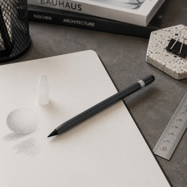 Crayon infini publicitaire en aluminium avec gomme 