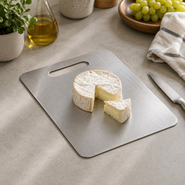 Planche à découper moyenne en inox Plati+ 