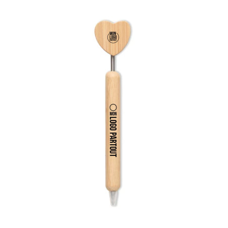 Stylo à bille cœur en bambou Corapen 