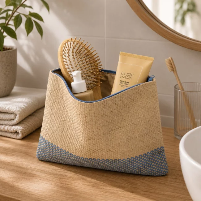 Trousse de toilette en papier paille Rhythm 