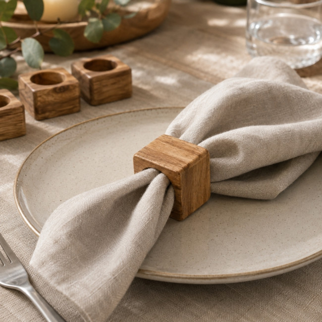 Ronds de serviette en bois d'acacia Napora 