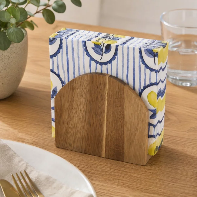 Porte-serviettes de table en bois d'acacia 